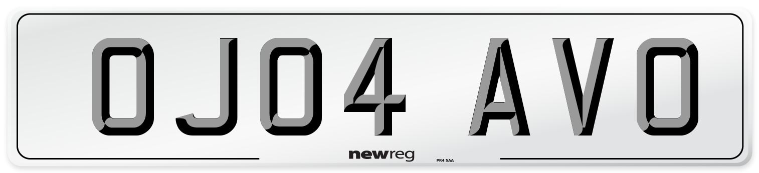 OJ04 AVO Number Plate from New Reg